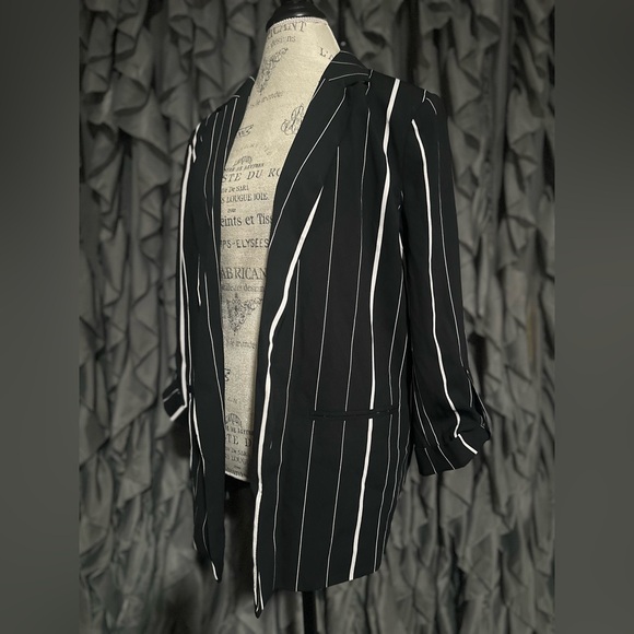 Worthington Suit blazer in black and white with stripes, size L - Picture 2 of 5
